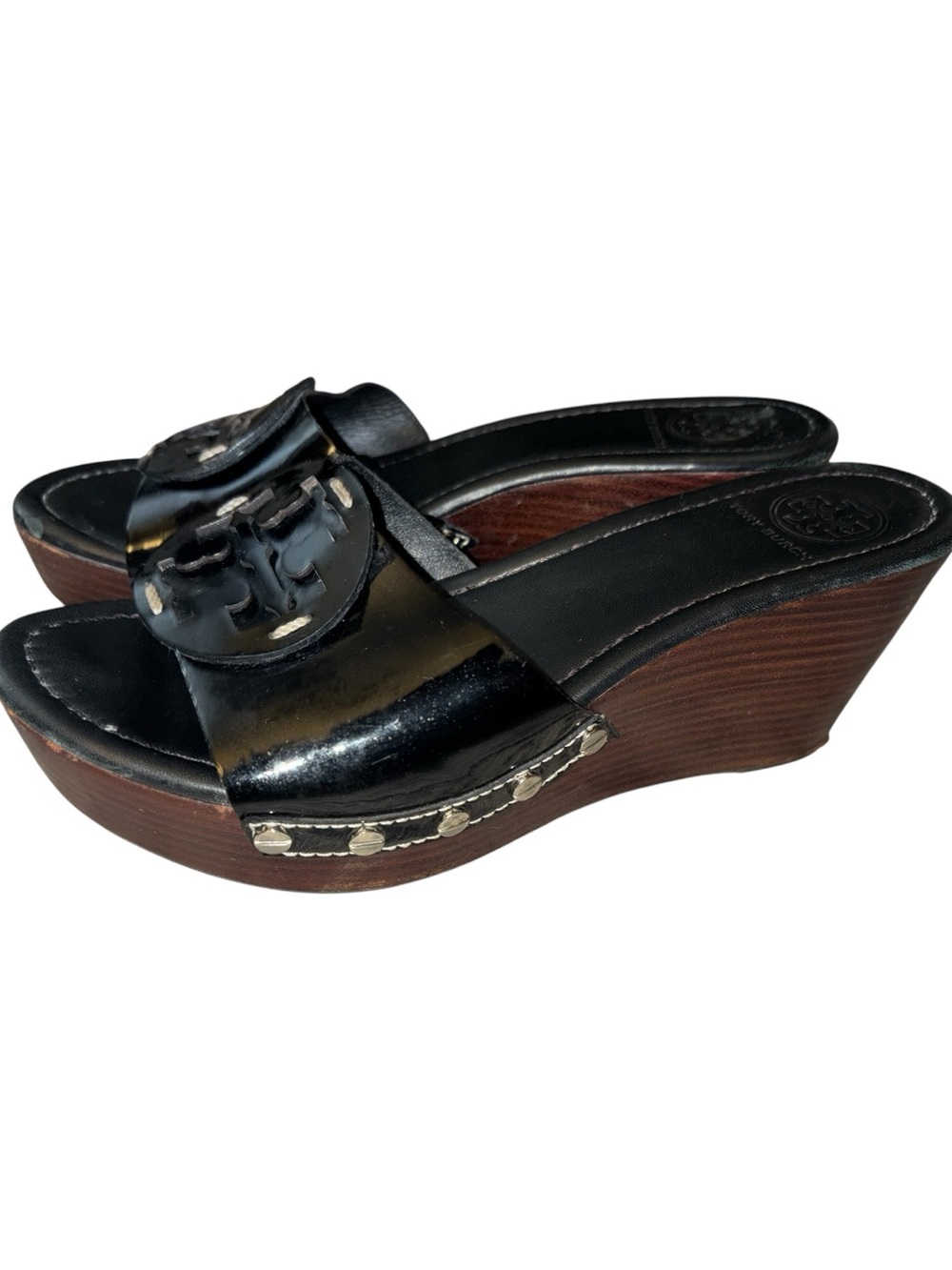 Tory Burch Black Patent leather Patti Wedge 8.5